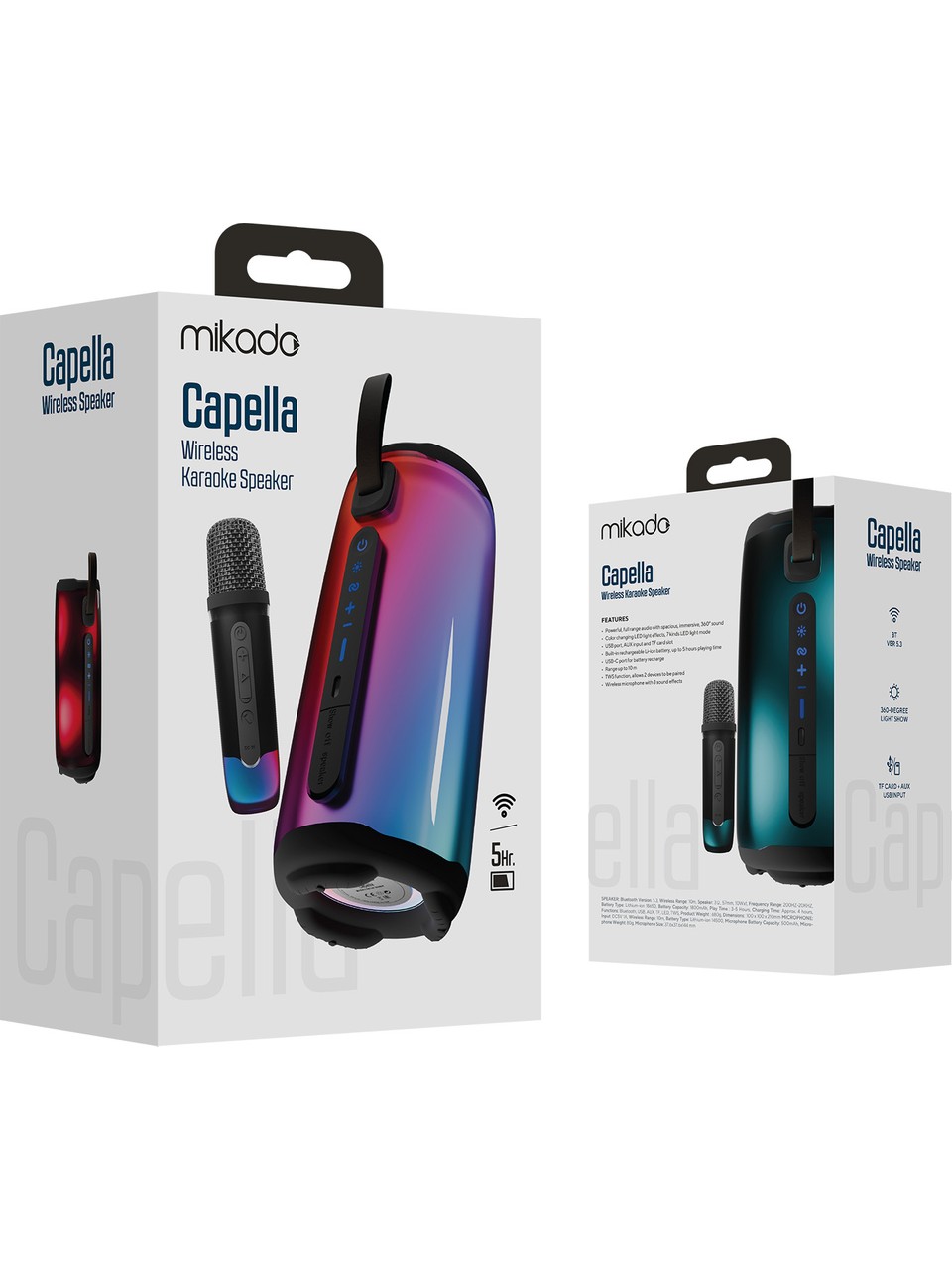 Mikado MD-17BT Capella Kablosuz Mikrofonlu RGB Bluetooth Speaker