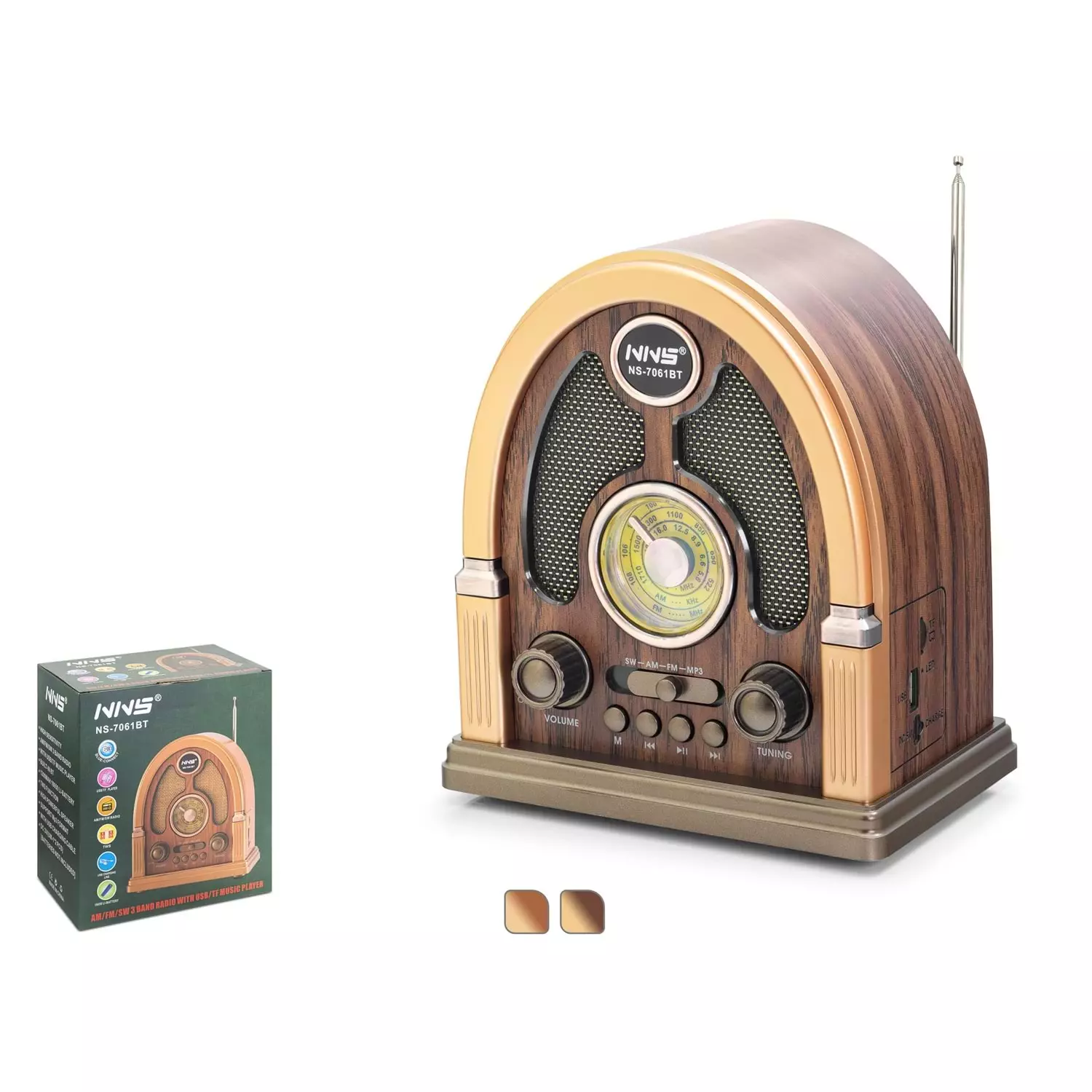 NNS NS7061BT USB/BT/TF FM Nostalji Radyo Speaker